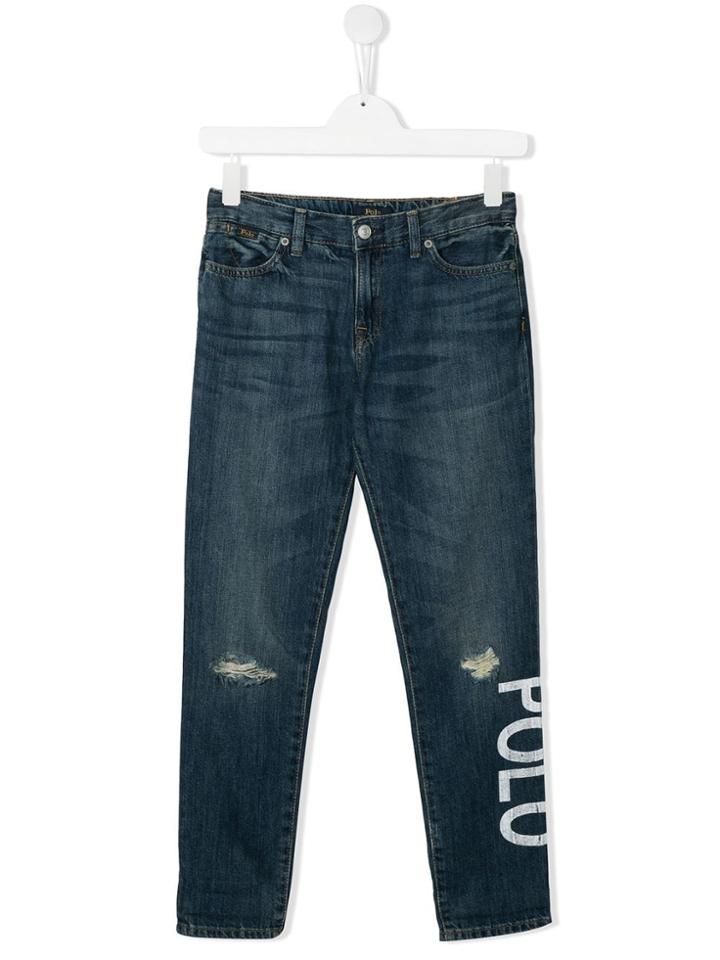 Ralph Lauren Kids Logo Print Jeans - Blue