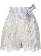 Zimmermann Striped Broderie Anglaise Shorts - Blue