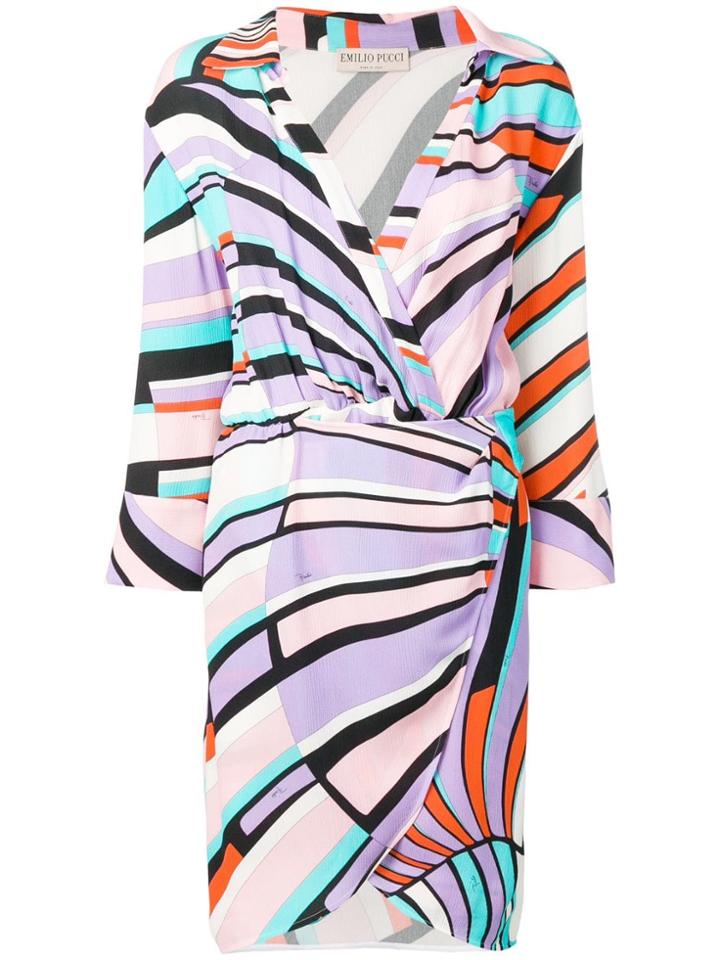 Emilio Pucci Shell Print Belted Wrap Dress - Purple