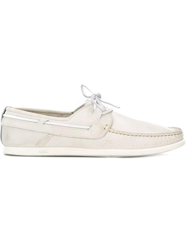 N.d.c. Made By Hand Alithia Boat Shoes, Men's, Size: 41, White, Leather/rubber