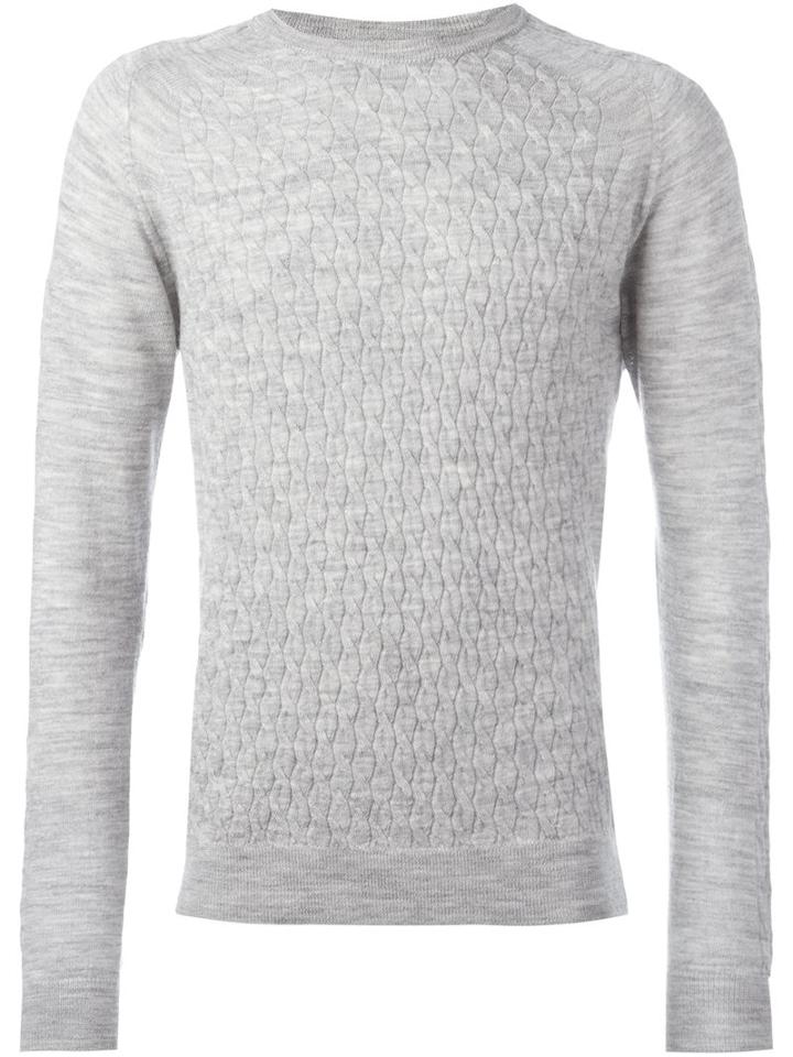 Lanvin Cable Knit Jumper, Men's, Size: Large, Grey, Merino
