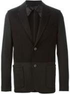Lanvin Contrasting Panel Blazer, Men's, Size: 50, Black, Cotton/polyamide/viscose