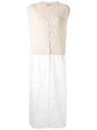 Nehera - V-neck Cardi Dress - Women - Cotton/polyamide/linen/flax - M, White, Cotton/polyamide/linen/flax