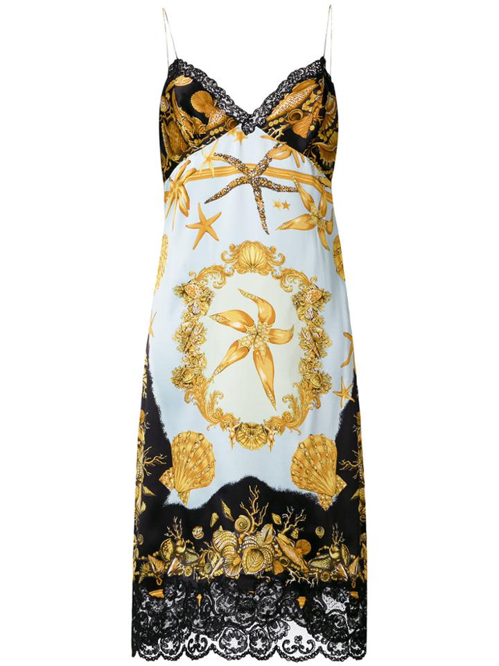 Versace Tresor De La Mer Print Slip Dress - Black