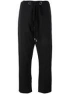 Marni Cropped Drawstring Detail Trousers, Women's, Size: 40, Black, Cotton/linen/flax