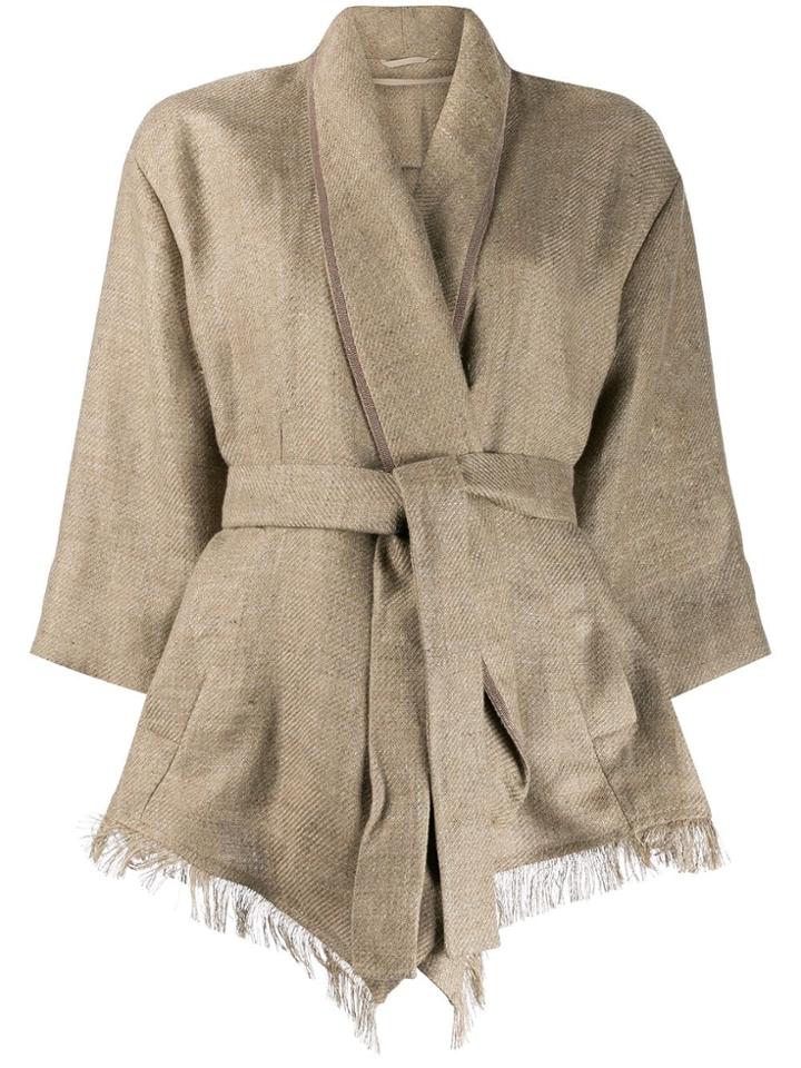 Brunello Cucinelli Wrap Style Jacket - Neutrals