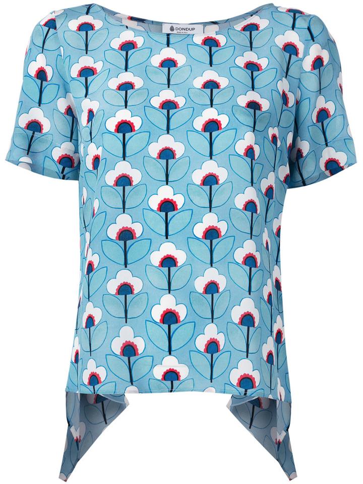 Dondup - Draped Back T-shirt - Women - Silk - 42, Blue, Silk