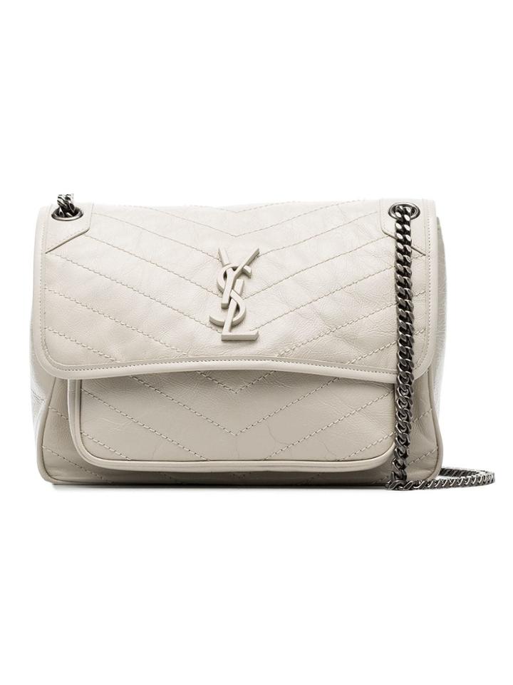 Saint Laurent Neutral Niki Medium Quilted Leather Shoulder Bag -