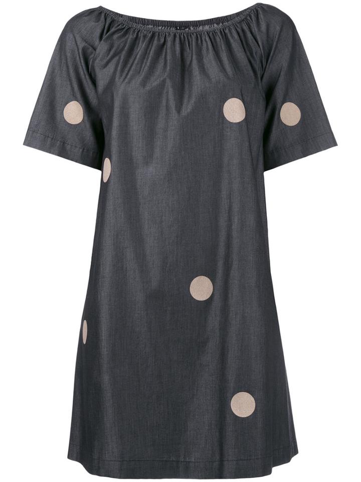 Emporio Armani - Polka Dot Shift Dress - Women - Cotton - 42, Grey, Cotton