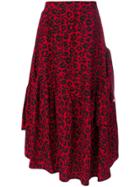 Barbara Bologna Asymmetric Leopard Print Skirt - Red