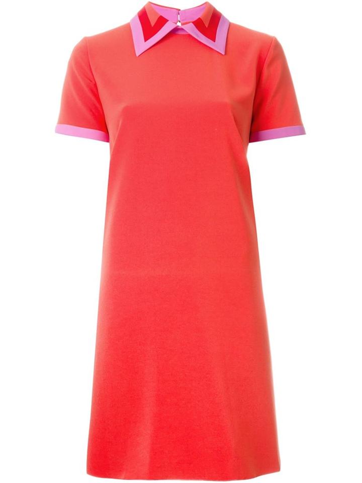 Roksanda Short Sleeve Shift Dress, Women's, Size: 10, Pink/purple, Silk/polyamide/polyester/viscose