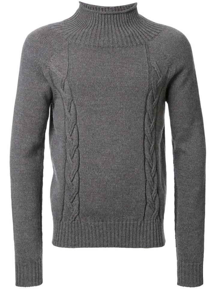 Maison Margiela Mock Turtleneck Jumper, Men's, Size: Small, Grey, Cotton/wool/alpaca