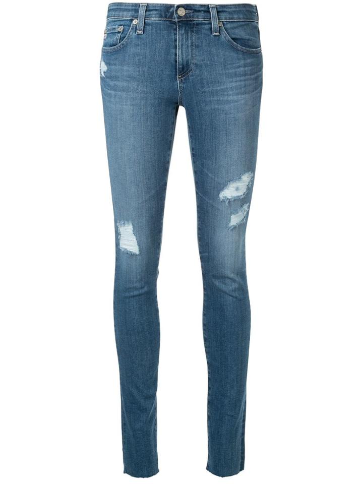 Ag Jeans Distressed Skinny-fit Jeans - Blue