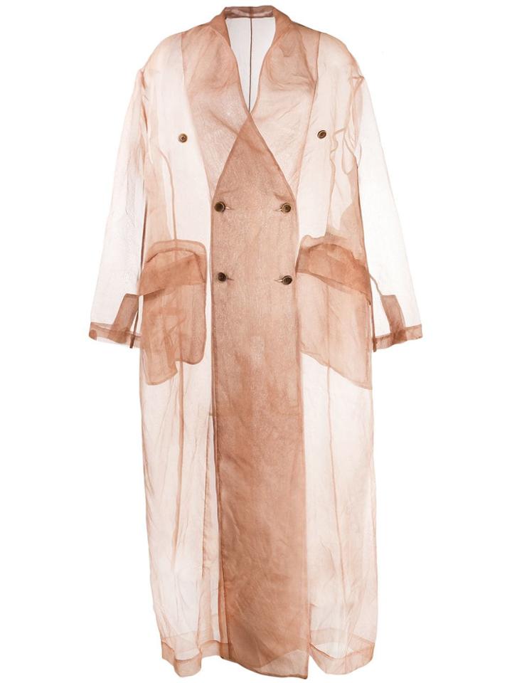 Uma Wang Caspian Sheer Trench Coat - Neutrals