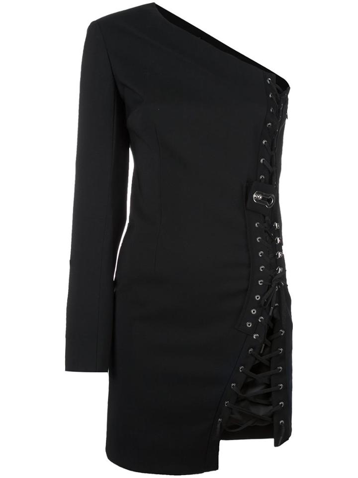 Anthony Vaccarello One Shoulder Fitted Dress - Black