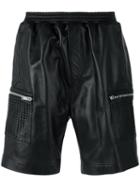 Les Hommes - Leather Cargo Shorts - Men - Lamb Skin/viscose - 50, Black, Lamb Skin/viscose