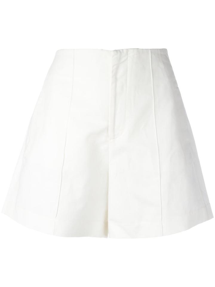 Flared Shorts - Women - Cotton/lyocell - 40, White, Cotton/lyocell, Wandering