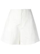 Flared Shorts - Women - Cotton/lyocell - 40, White, Cotton/lyocell, Wandering