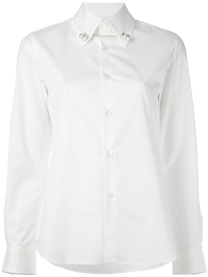 Comme Des Garçons Noir Kei Ninomiya - Collar-detail Shirt - Women - Cotton - L, White, Cotton