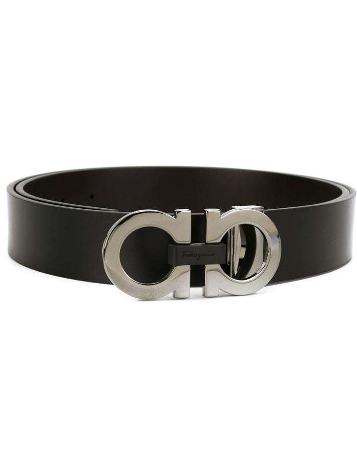 Salvatore Ferragamo Gancini Buckle Belt, Men's, Size: 100, Black, Leather