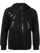 Neil Barrett Lightning Print Hoodie, Men's, Size: Small, Black, Cotton/polyurethane/spandex/elastane/viscose