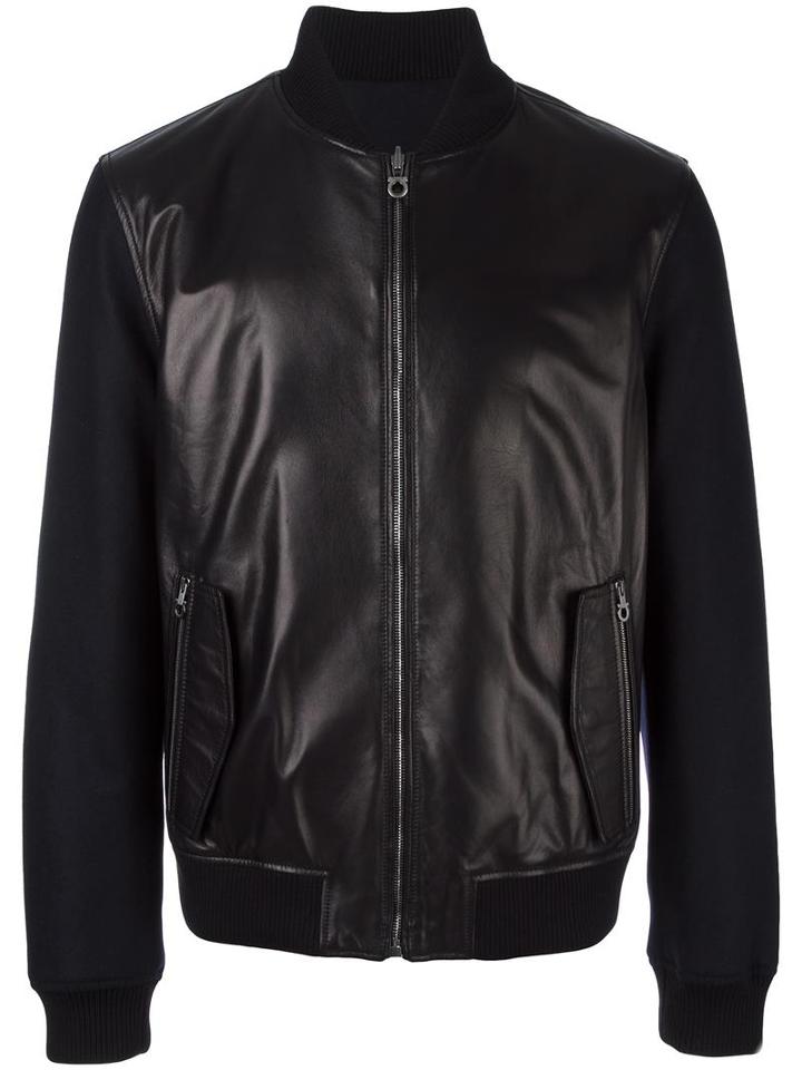 Salvatore Ferragamo Reversible Bomber, Men's, Size: 56, Black, Leather/polyester