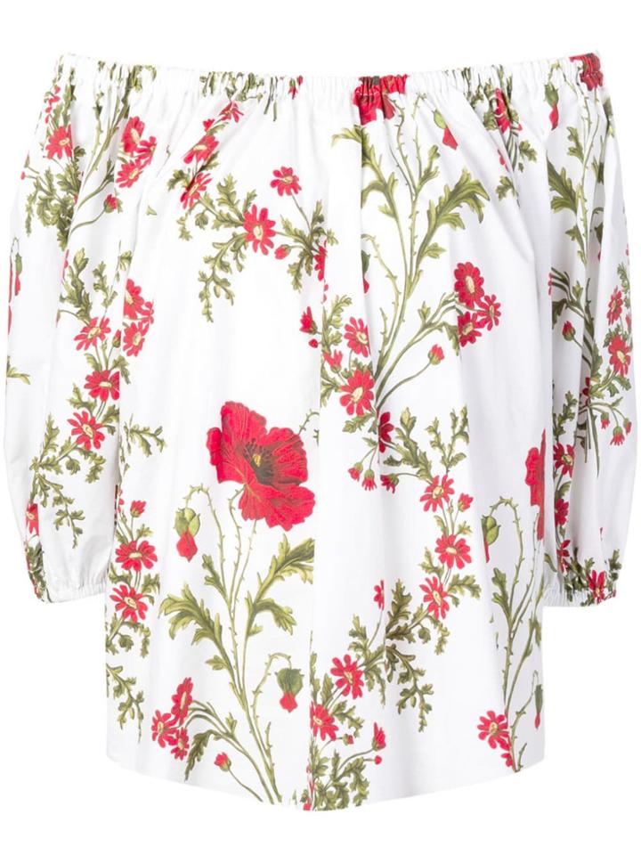Alexander Mcqueen Off-shoulder Print Blouse - White