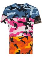 Valentino Panelled Camouflage Print Cotton T Shirt - Multicolour