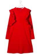 Il Gufo Ruffle Detail Dress - Red