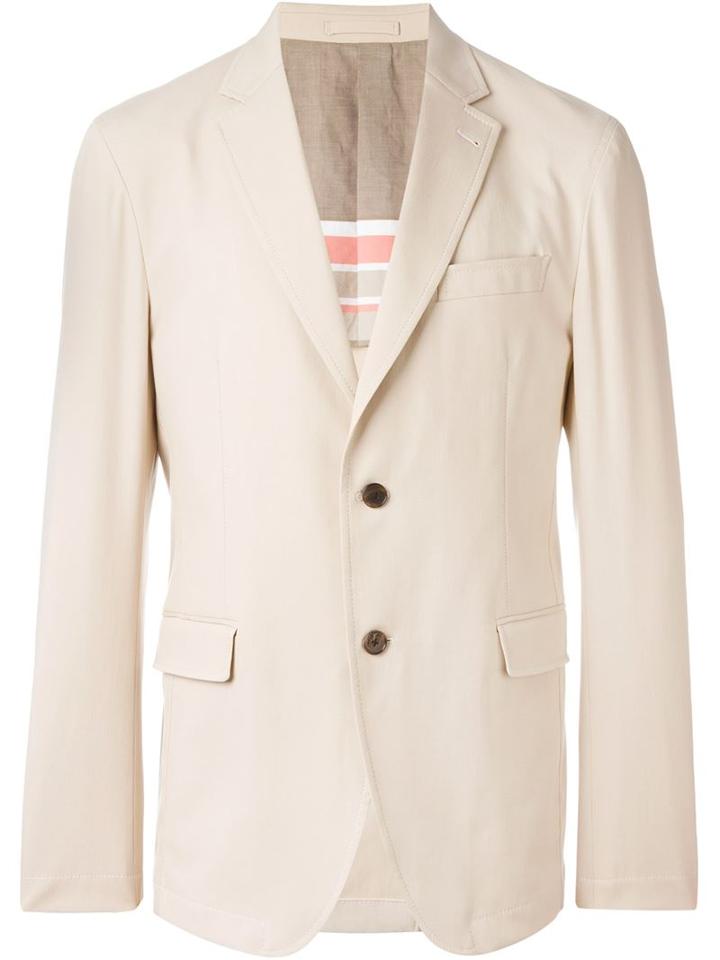 Salvatore Ferragamo Two Button Blazer, Men's, Size: 48, Nude/neutrals, Cotton/spandex/elastane/cupro