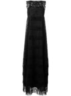 Alberta Ferretti Embroidered Lace Maxi Dress - Black