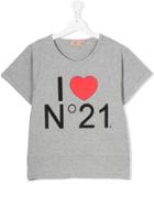 No21 Kids Teen Marled Logo Print T-shirt - Grey