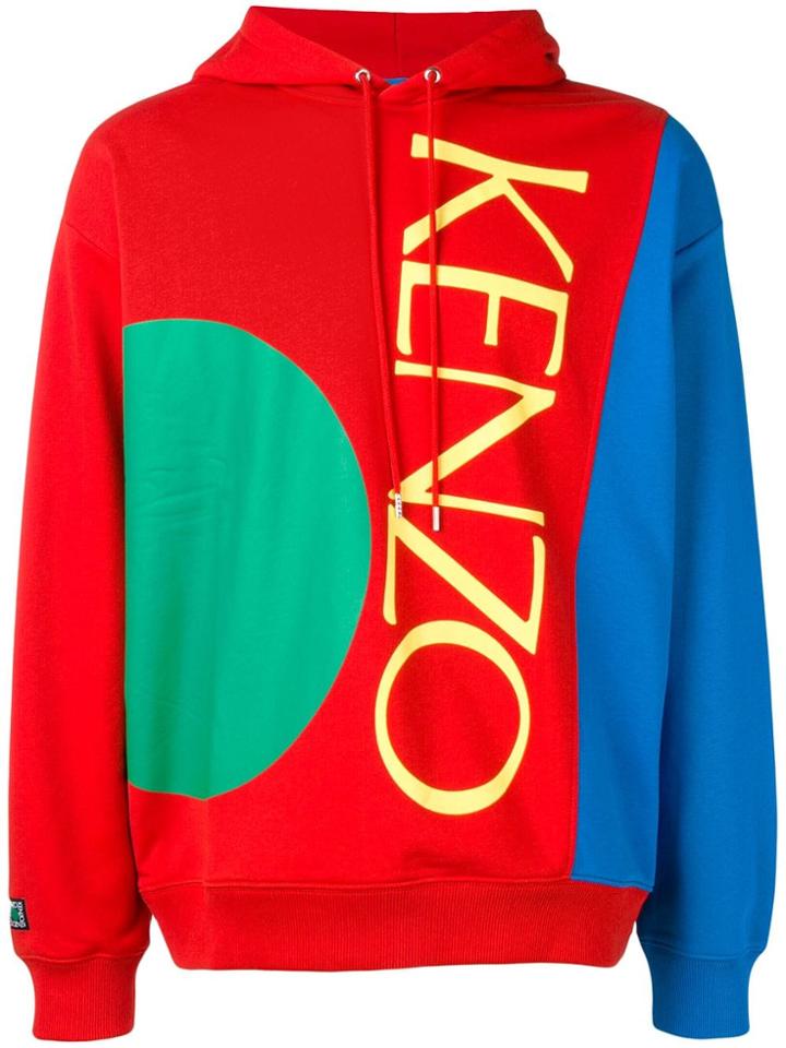 Kenzo Contrast Panel Hoodie - Red