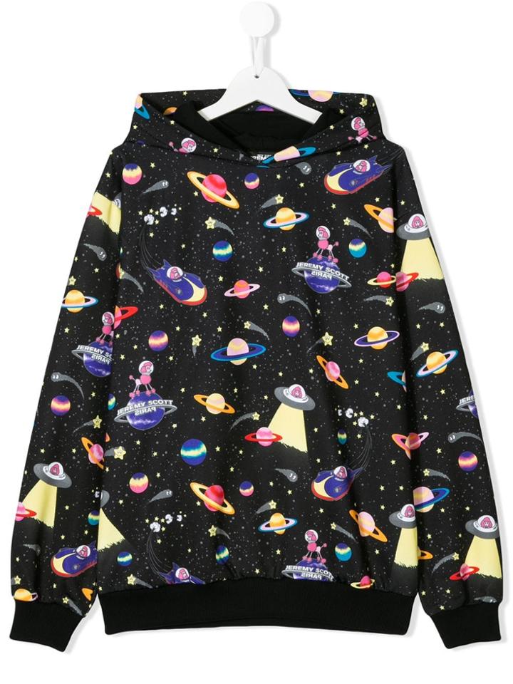 Jeremy Scott Junior Teen Space Print Hoodie - Black