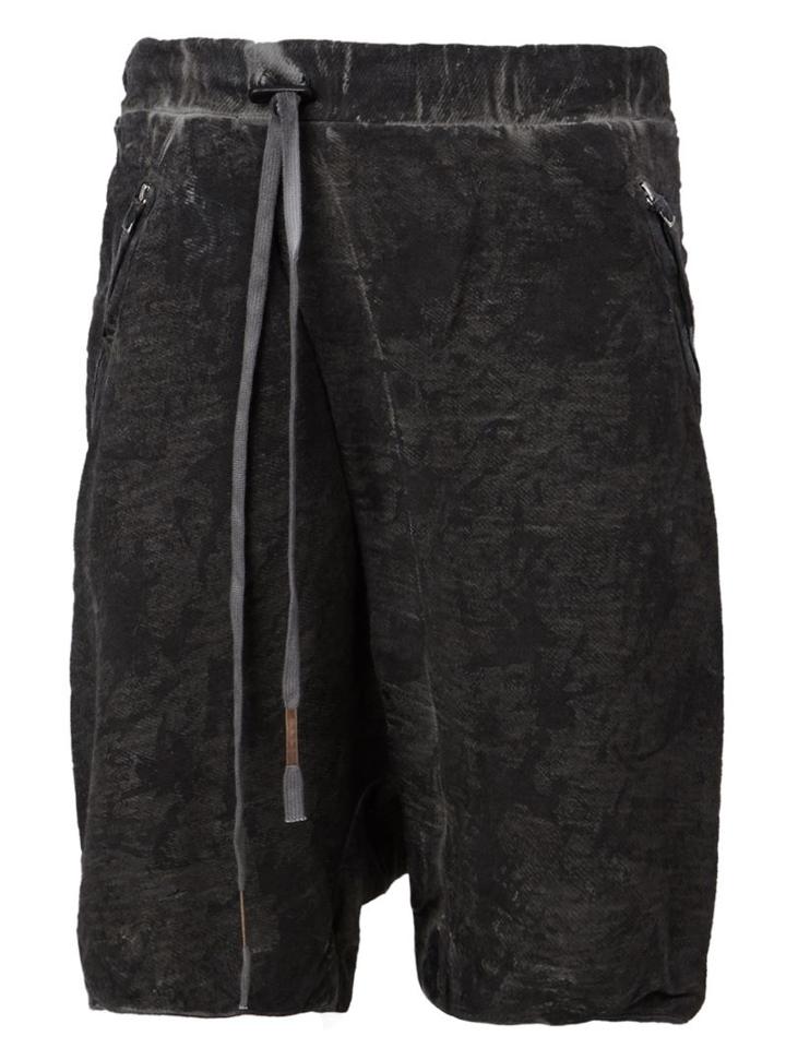 Boris Bidjan Saberi Distressed Shorts, Men's, Size: Small, Grey, Cotton