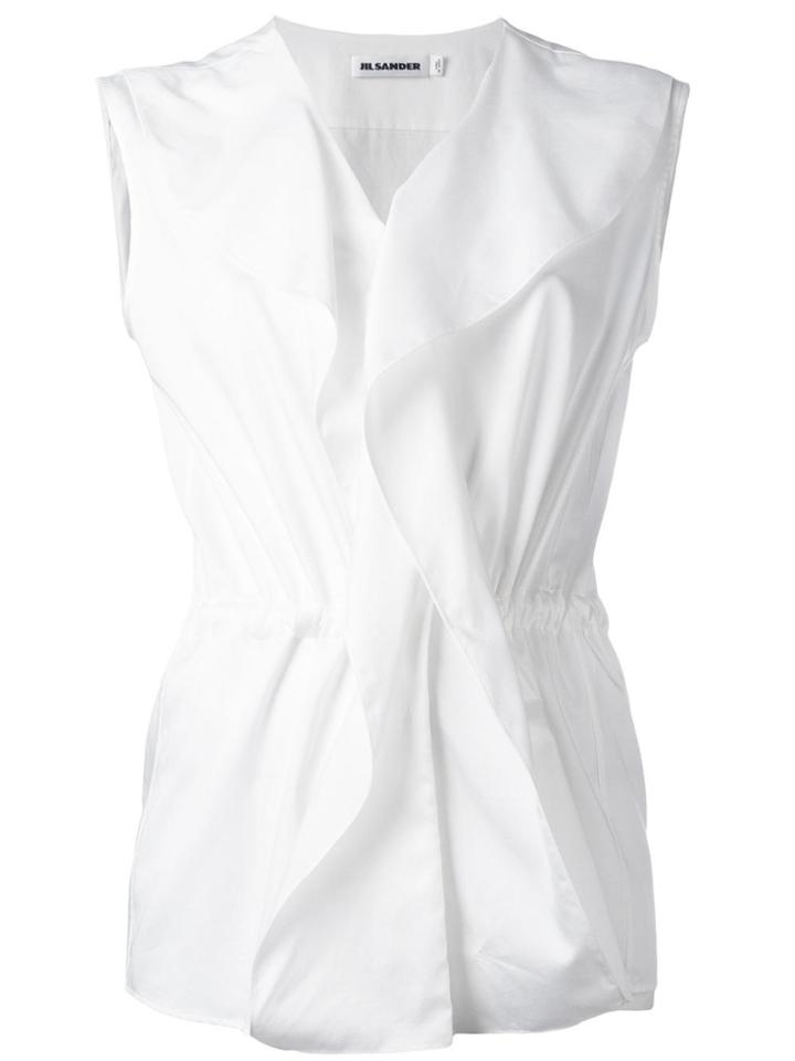 Jil Sander Sleeveless Ruffle Blouse - White