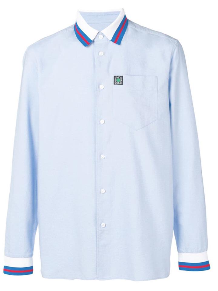 Kenzo Striped-trim Shirt - Blue