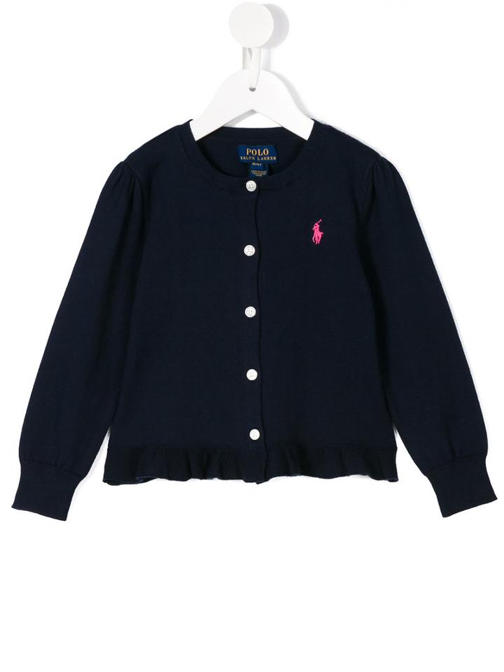 Ralph Lauren Kids Ruffle Hem Cardigan, Toddler Girl's, Size: 2 Yrs, Blue