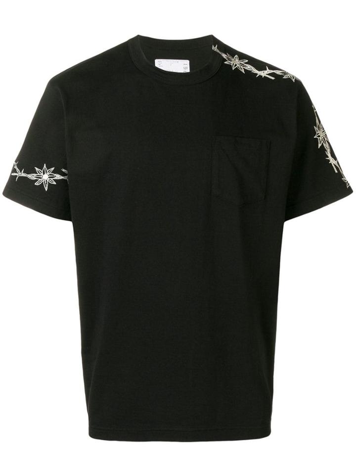 Sacai Embroidered Floral Details T-shirt - Black