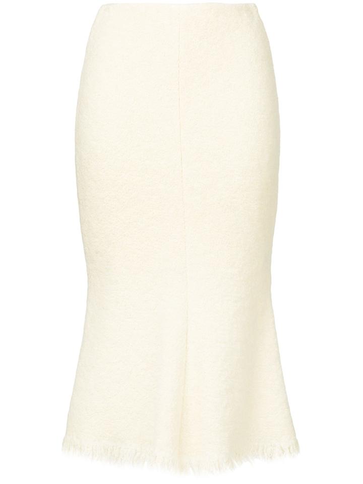 Victoria Beckham Frayed Skirt - White