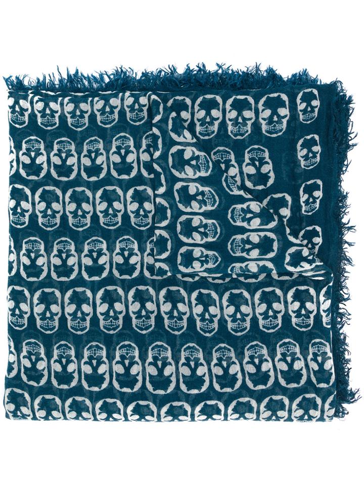 Zadig & Voltaire Skull Print Scarf - Blue