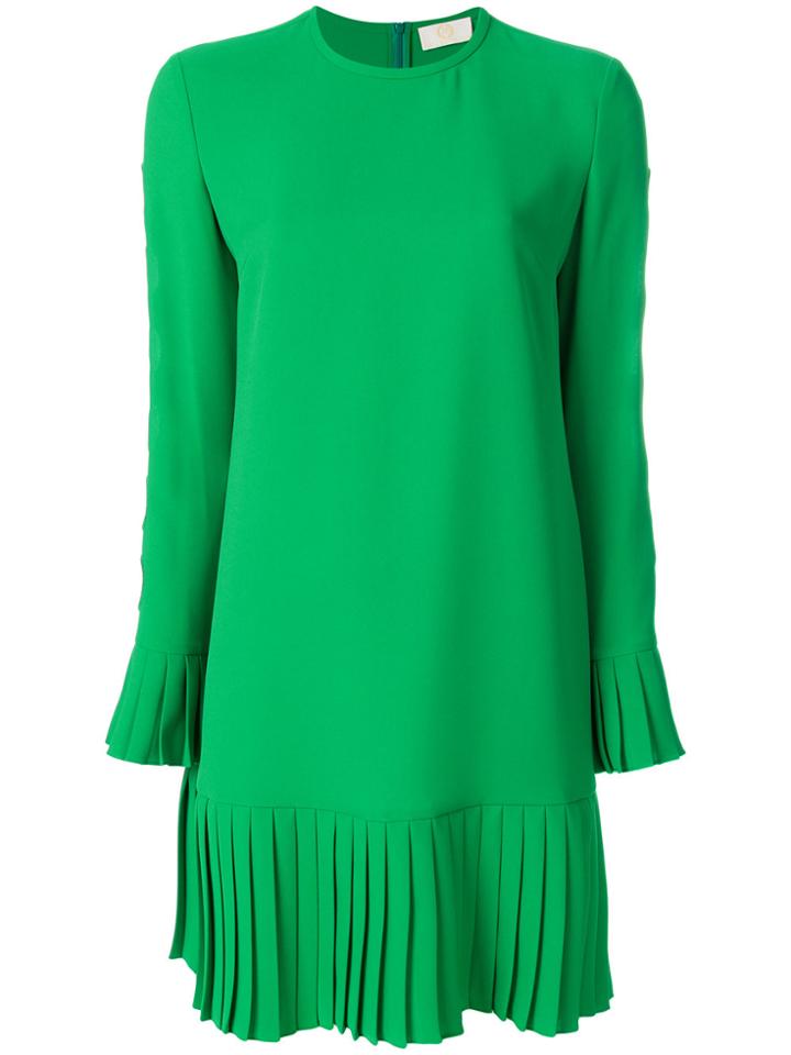 Sara Battaglia Pleated Hem Dress - Green