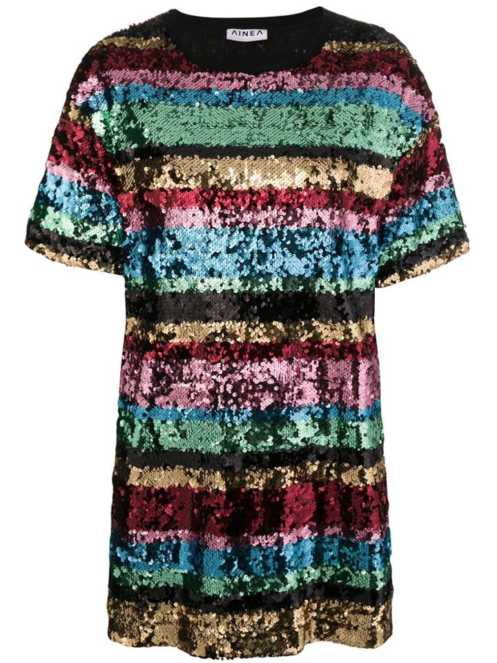 Ainea Rainbow Sequinned Dress - Black