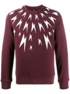 Neil Barrett Lightning-print Sweatshirt - Red