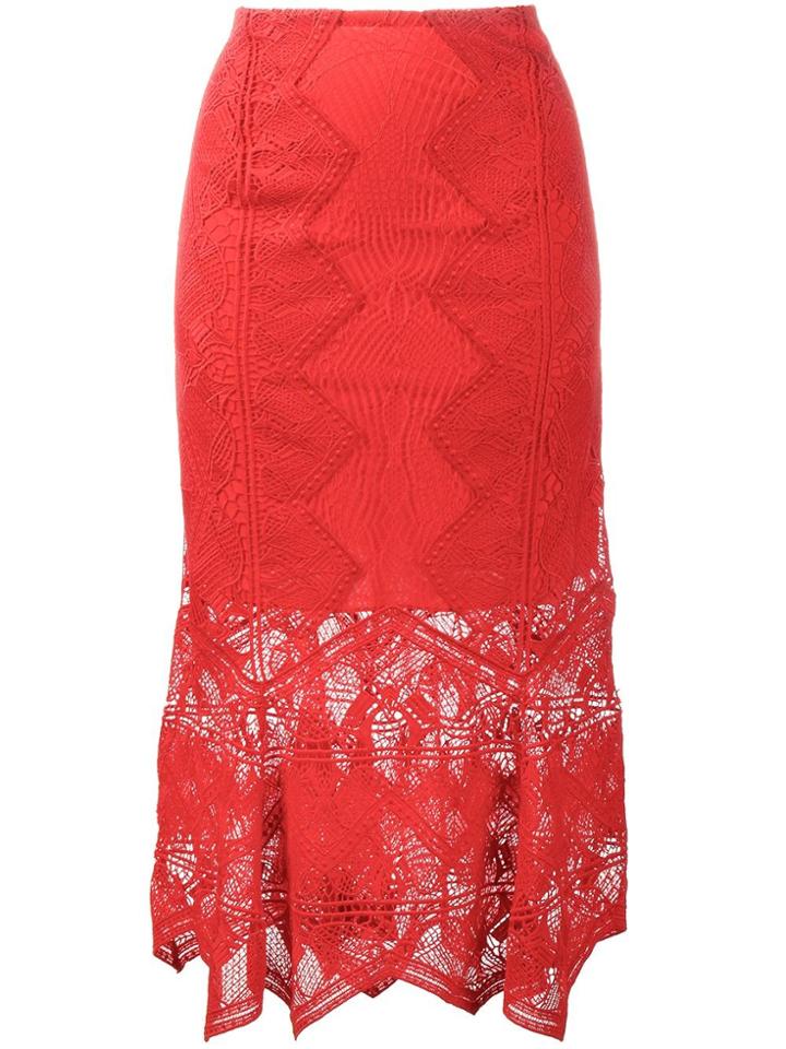 Jonathan Simkhai Lace Mid-length Skirt - Red