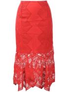 Jonathan Simkhai Lace Mid-length Skirt - Red