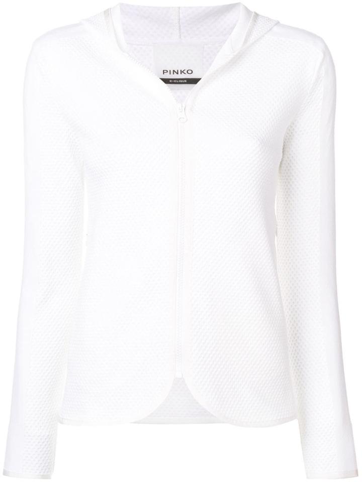Pinko Perforated Zip Hoodie - White