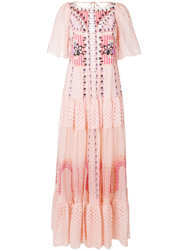 Temperley London Bourgeois Long Dress - Pink & Purple