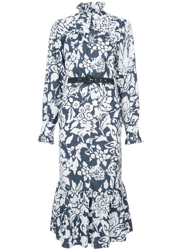 Alexa Chung Printed Belted Dress - Blue