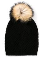Inverni Slouch Pom Beanie, Women's, Black, Cashmere/merino